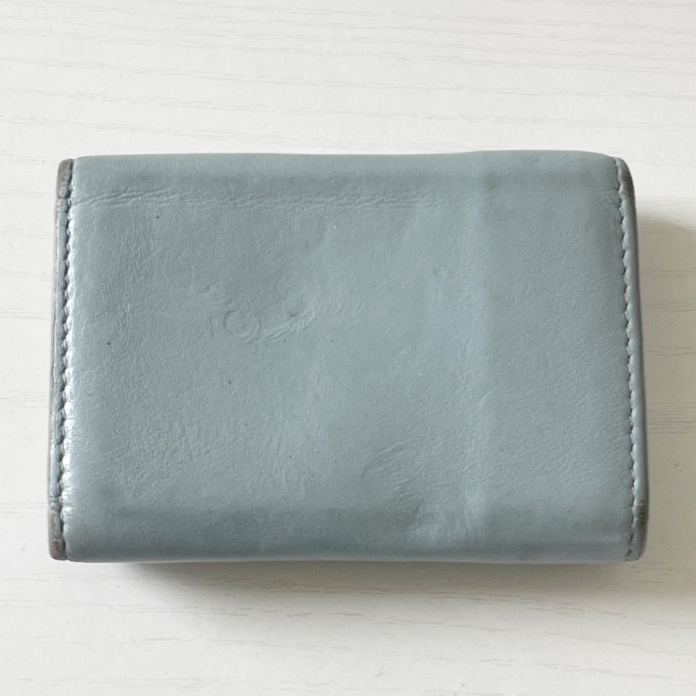 Balenciaga blue leather silver logo mini trifold wallet - Picture 5 of 9